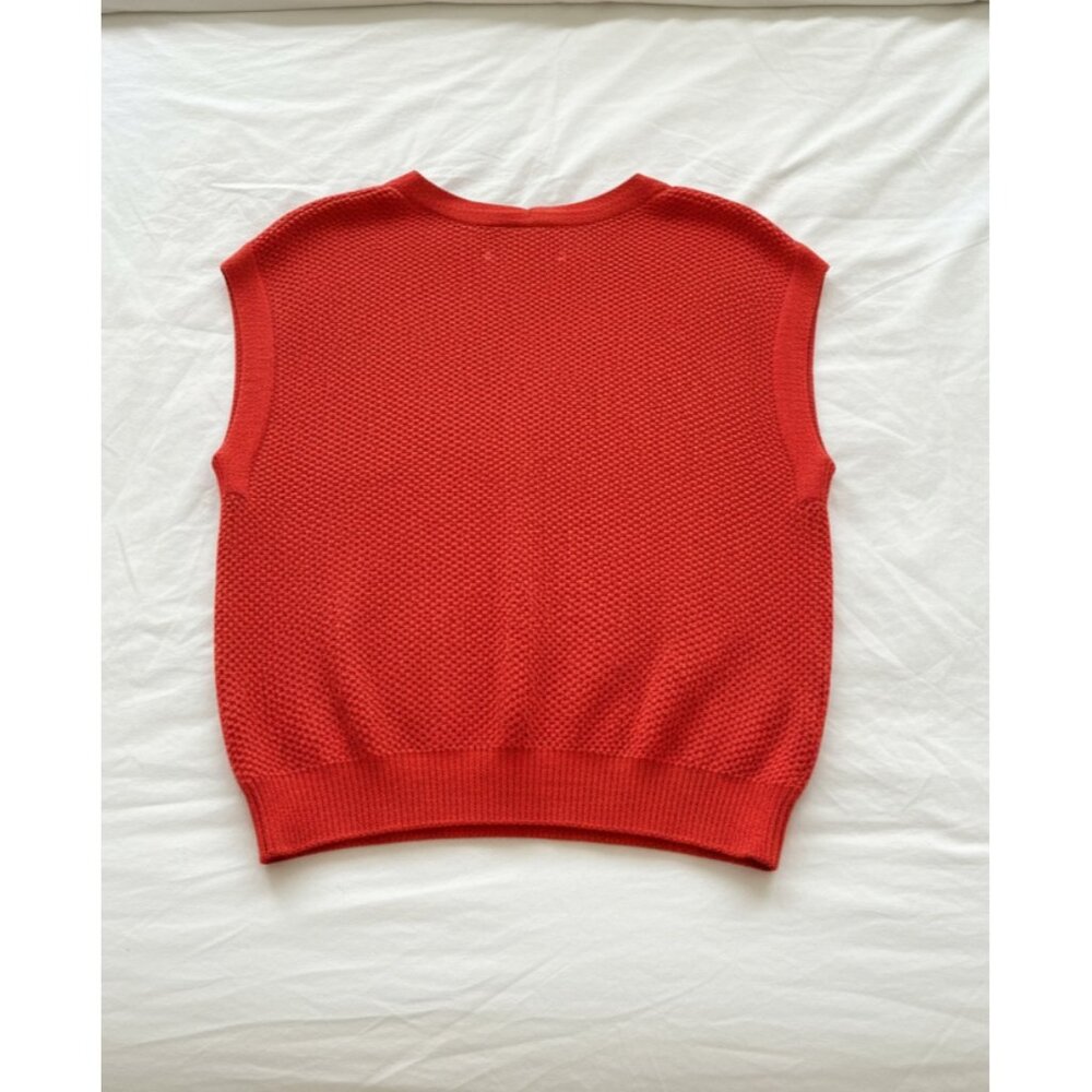 LOFT Coral Red V-Neck Sleeveless Sweater Vest - Picture 2 of 3